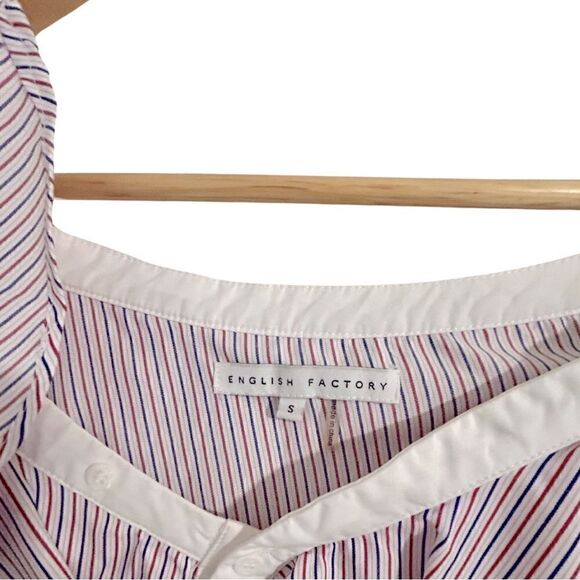 English Factory Ruffled Striped Off The Shoulder Top Size Small - Picture 4 of 9